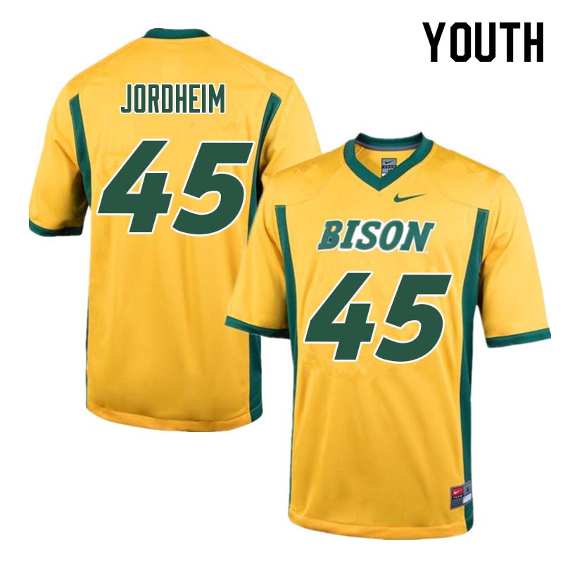 Youth #45 Levi Jordheim North Dakota State Bison College Football Jerseys Sale-Yellow - Click Image to Close